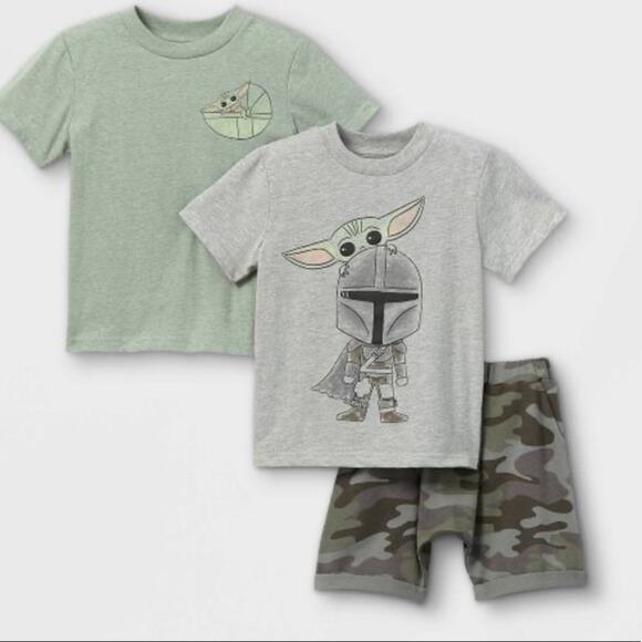 Star Wars Mandalorian Kids baby yoda casual play outfit 3 pcs! Set 12m NWT - Picture 1 of 3